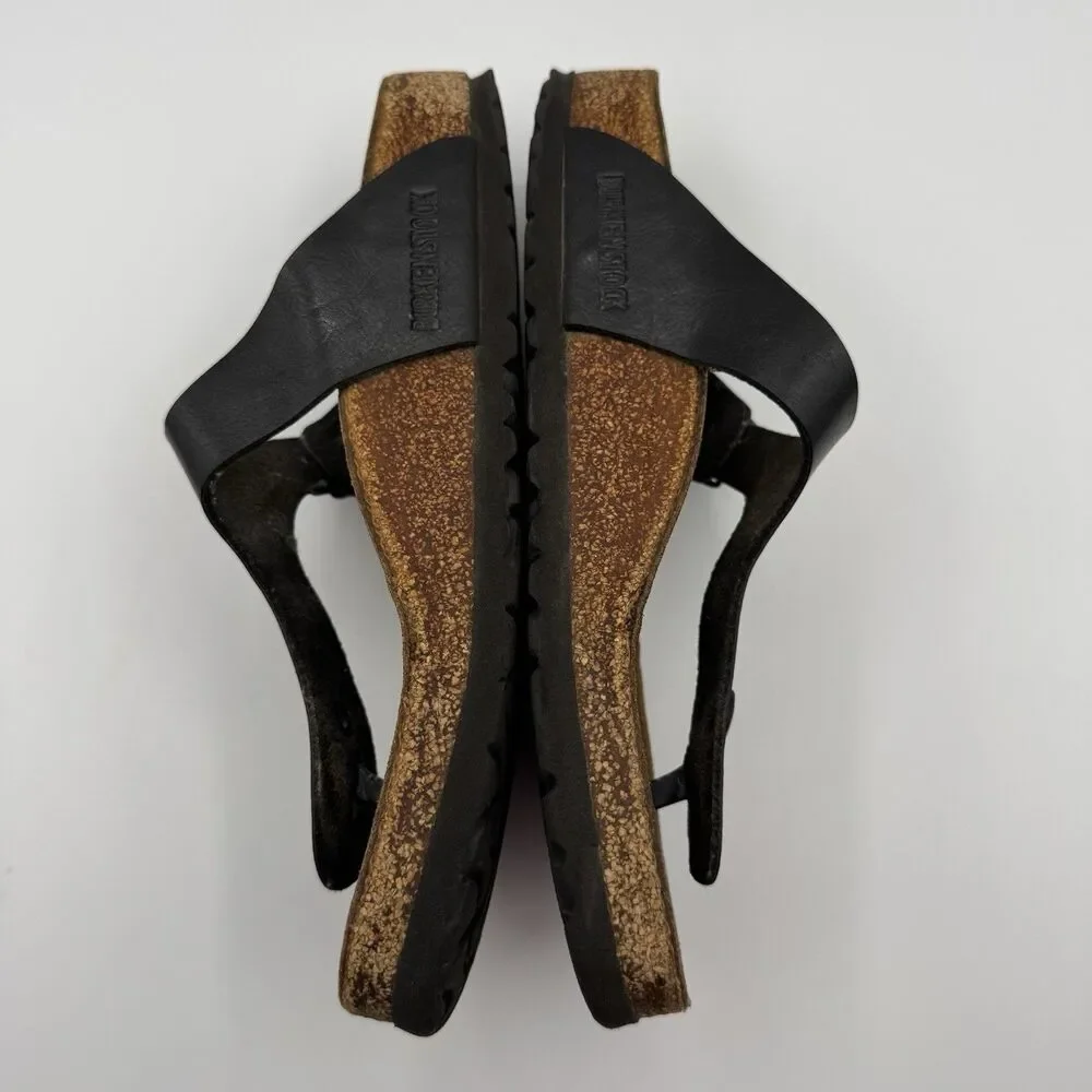 Birkenstock Gizeh Sandals Womens EU 38 US 7-7.5 Black Cork Narrow